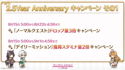 《公主连结》日版举办2.5周年前直播预告动画二期及纯（夏日）、新七冠等情报