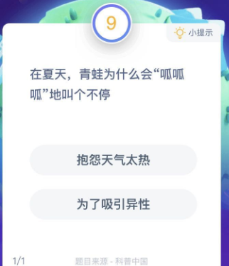 《支付宝》夏天为什么青蛙喜欢呱呱叫个不停？