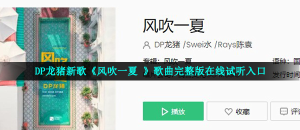 DP龙猪新歌《风吹一夏 》歌曲完整版在线试听入口