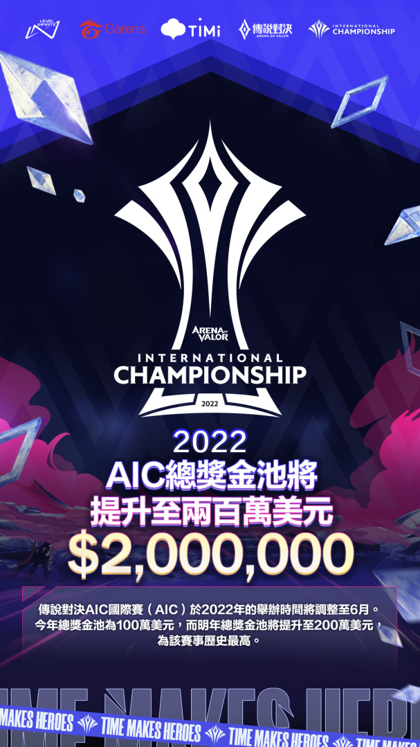 《传说对决》2022 全球赛事年度计划公布AIC国际赛、AWC 世界杯奖金池翻倍再创新高