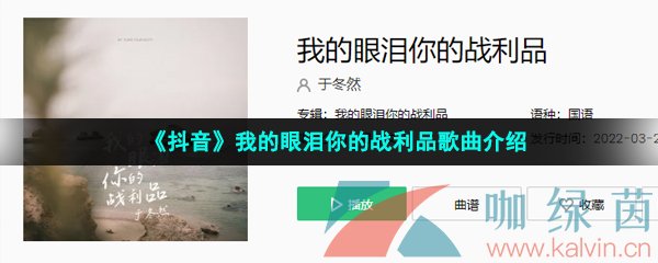 《抖音》我的眼泪你的战利品歌曲介绍