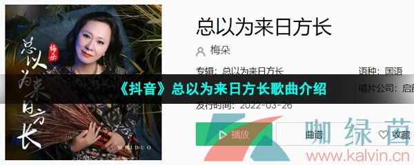 《抖音》总以为来日方长歌曲介绍