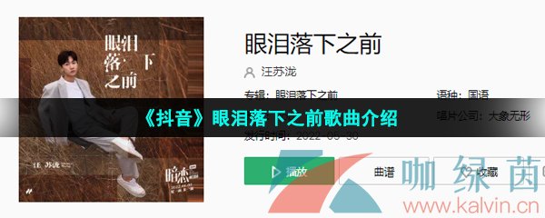 《抖音》眼泪落下之前歌曲介绍