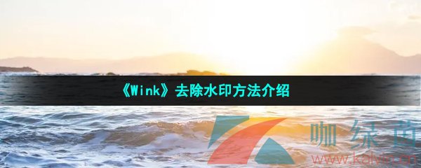 《Wink》去除水印方法介绍