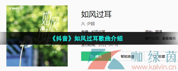 《抖音》如风过耳歌曲介绍