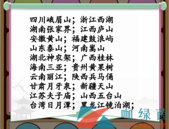 《汉字找茬王》找出景区所在省市通关攻略