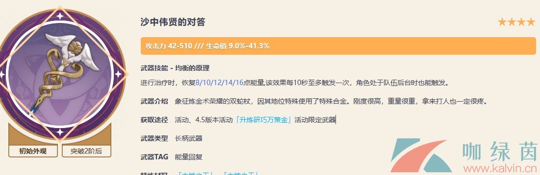 《原神》4.5沙中伟贤的对答武器突破材料一览